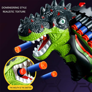 Kids Dinosaur Dart Shooting Toy with Soft Bullets High Capacity Electric Blasting Toy Gun