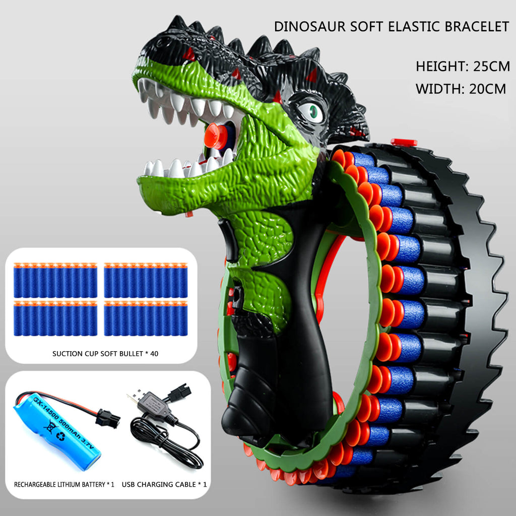 Kids Dinosaur Dart Shooting Toy with Soft Bullets High Capacity Electric Blasting Toy Gun