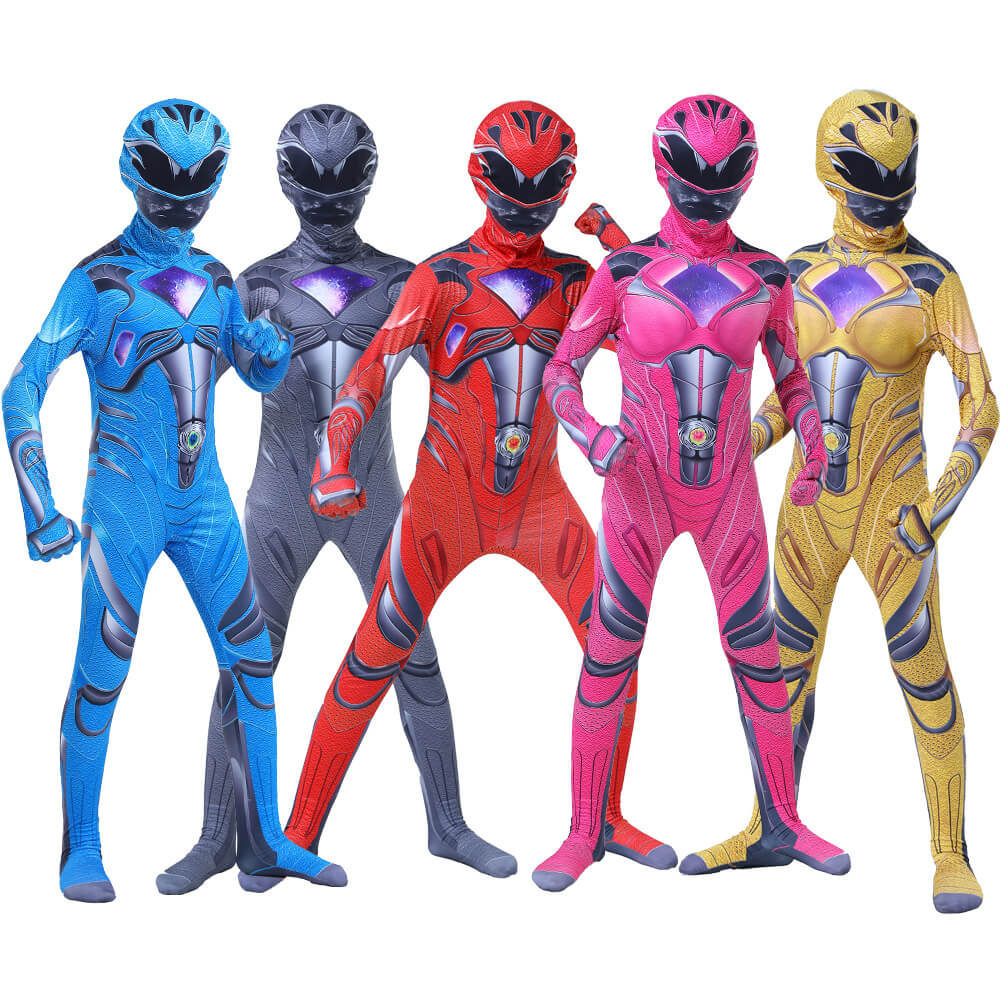 Boys Girls Dragon Rangers Costume Dino Ranger Halloween Cosplay Outfit Helmet Full Set for Age 2-14