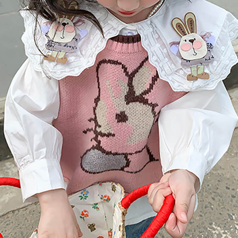 Kids Easter Costume Bunny Short sleeve Sweater and Shirt 2pcs Clothes Set Girls Cute Bunny Outfit