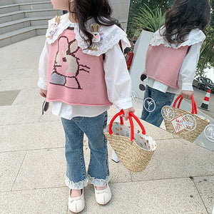 Kids Easter Costume Bunny Short sleeve Sweater and Shirt 2pcs Clothes Set Girls Cute Bunny Outfit