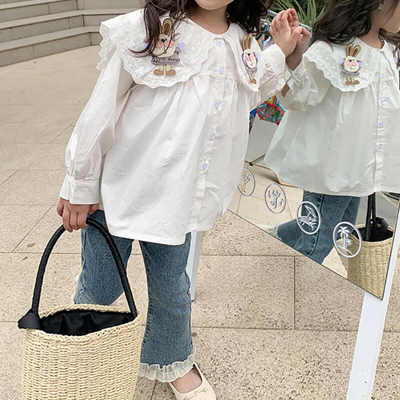 Kids Easter Costume Bunny Short sleeve Sweater and Shirt 2pcs Clothes Set Girls Cute Bunny Outfit