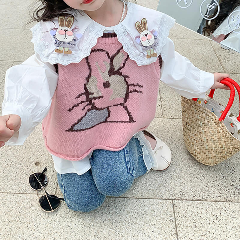 Kids Easter Costume Bunny Short sleeve Sweater and Shirt 2pcs Clothes Set Girls Cute Bunny Outfit