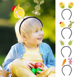 Kids Easter Headband 4pcs Eggs Rabbit Chick Hairband Colorful Hair Hoop for Easter Party Favors
