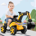 Kids Electric Ride-on Excavator Boys Gilrs Outdoor Digger Truck With Helmet, Power Digger and Light