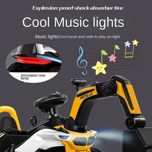 Kids Electric Ride-on Excavator Boys Gilrs Outdoor Digger Truck With Helmet, Power Digger and Light