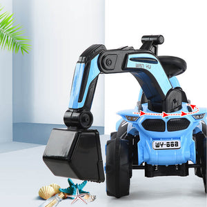 Kids Electric Ride-on Excavator Boys Gilrs Outdoor Digger Truck With Helmet, Power Digger and Light