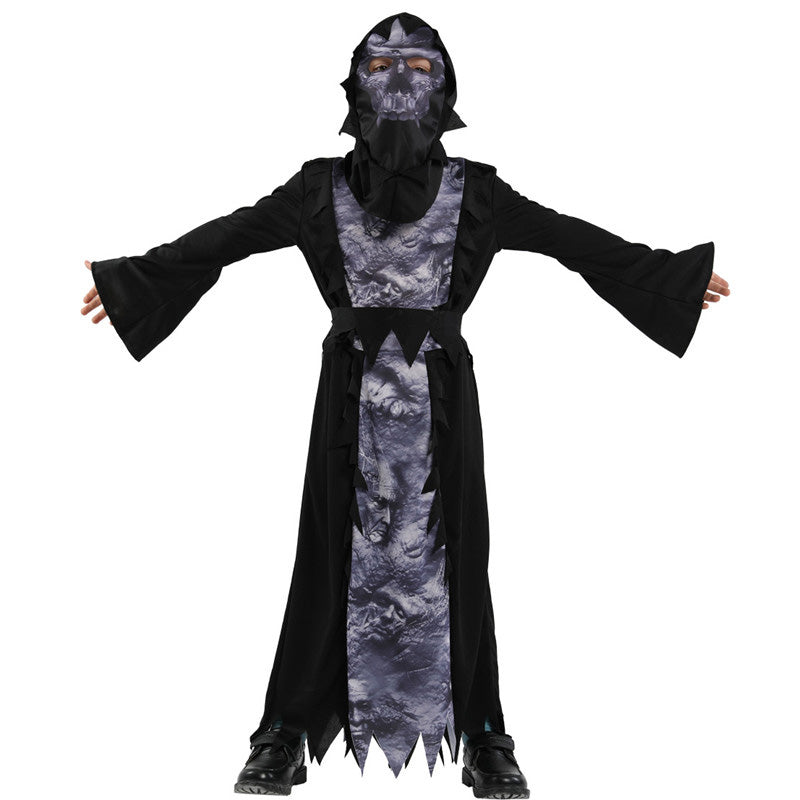 Kids Halloween Hell Devil Costume Scary Monster Phantom Grim Reaper Outfit for Masquerade Dress Up