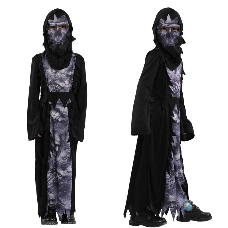Kids Halloween Hell Devil Costume Scary Monster Phantom Grim Reaper Outfit for Masquerade Dress Up