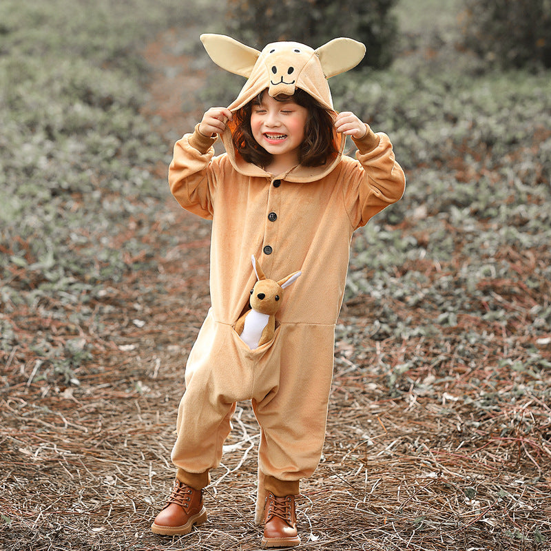 Kids Halloween Animal Costume Cute Onesie Rabbit Lion Kangaroo Outfit for Boys Girls Cosplay