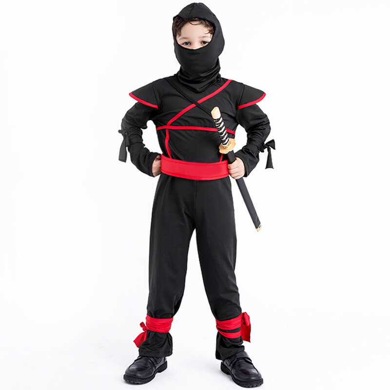 Kids Ninja Costume Black Outfit for Halloween Dress Up Party 2-8T