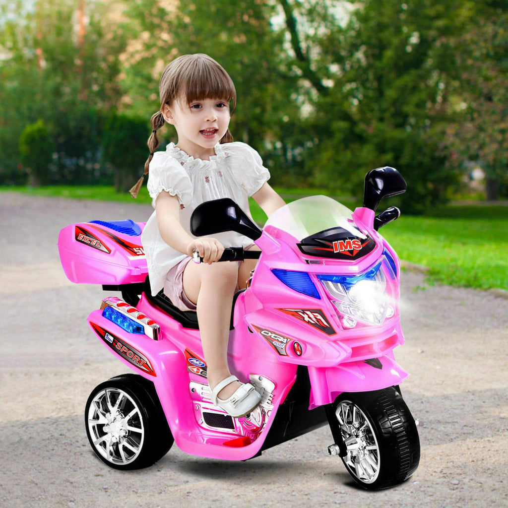 6V Electric Ride-on Motorcycle Kids 3 Wheels Ride on Car with Music, Horn and Headlights