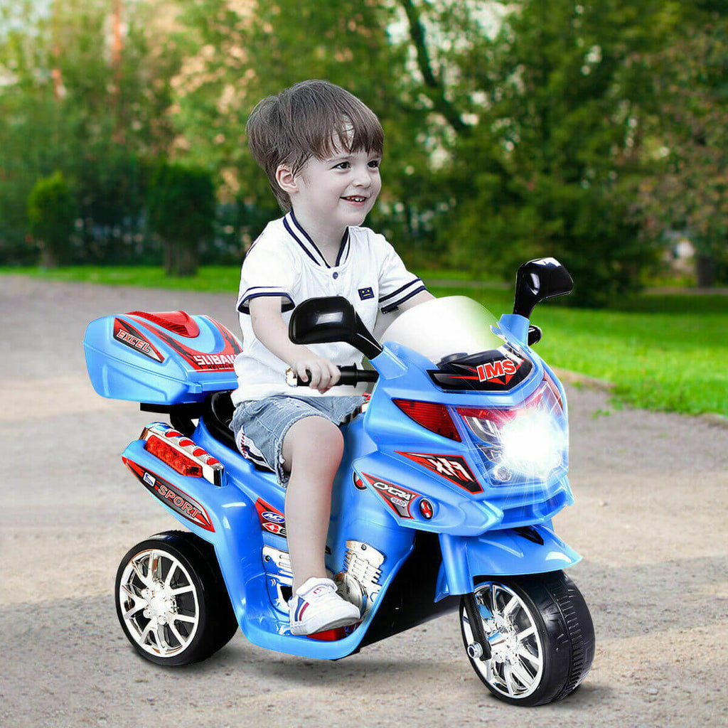 6V Electric Ride-on Motorcycle Kids 3 Wheels Ride on Car with Music, Horn and Headlights