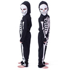Kids Scary Skeleton Costume Halloween Jumpsuit and Mask Skull Outfit for Girls Boys