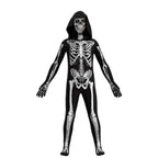 Kids Scary Skeleton Costume Halloween Jumpsuit and Mask Skull Outfit for Girls Boys