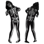 Kids Scary Skeleton Costume Halloween Jumpsuit and Mask Skull Outfit for Girls Boys