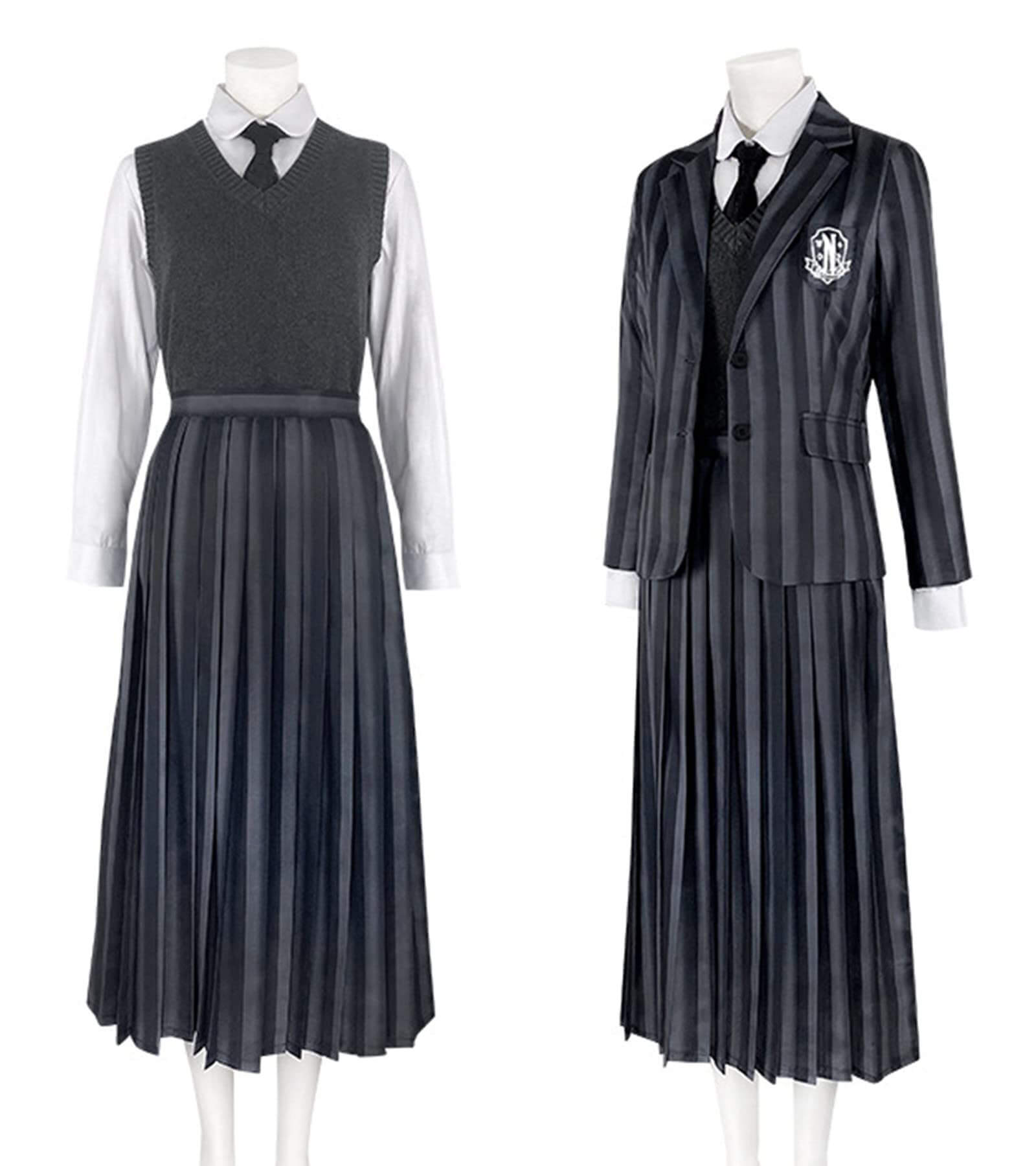 Wednesday Addams School Uniform Nevermore School Dress 5pcs Suit Wednesday Addams Costume for Kids Adult