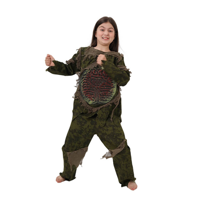 Kids Zombie Costume for Halloween Dress Up Party Boys Girls Green Monster Suit Scary Outfit
