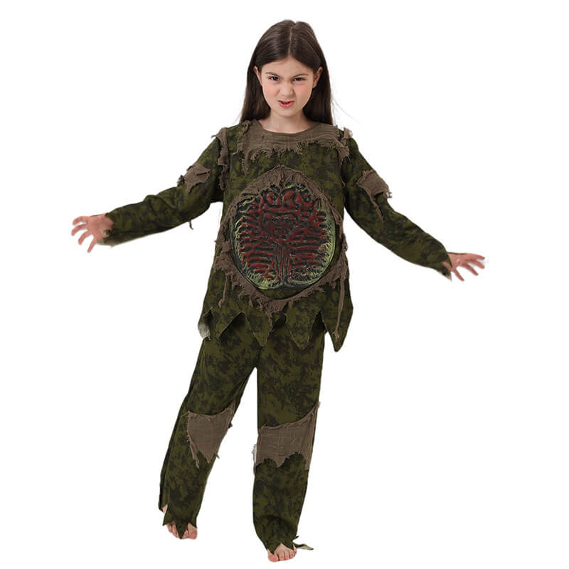 Kids Zombie Costume for Halloween Dress Up Party Boys Girls Green Monster Suit Scary Outfit