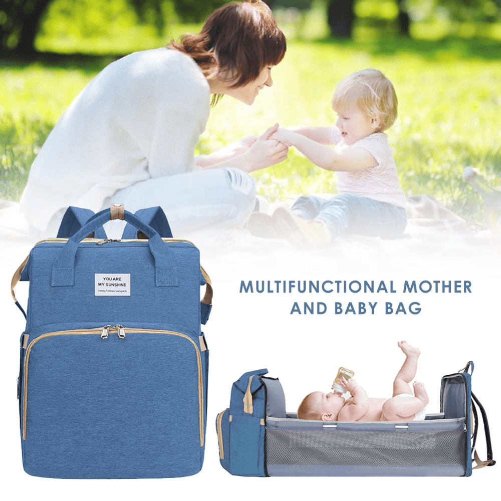 Waterproof Diaper Bags Travel Foldable Baby Bed Large Mommy Backpack with Stroller Straps