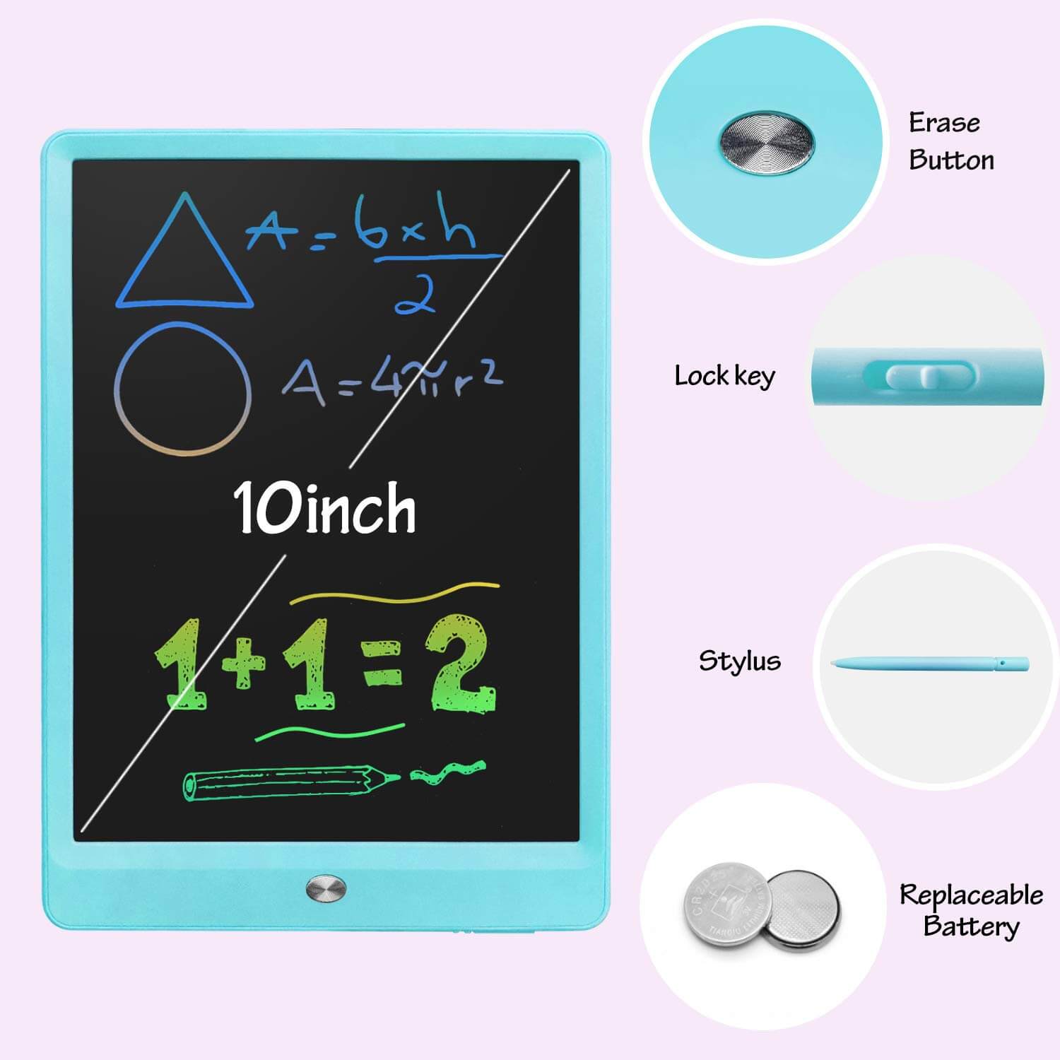 Kids LCD Writing Tablet 10 Inch Doodle Board Learning Education Drawing Tablet