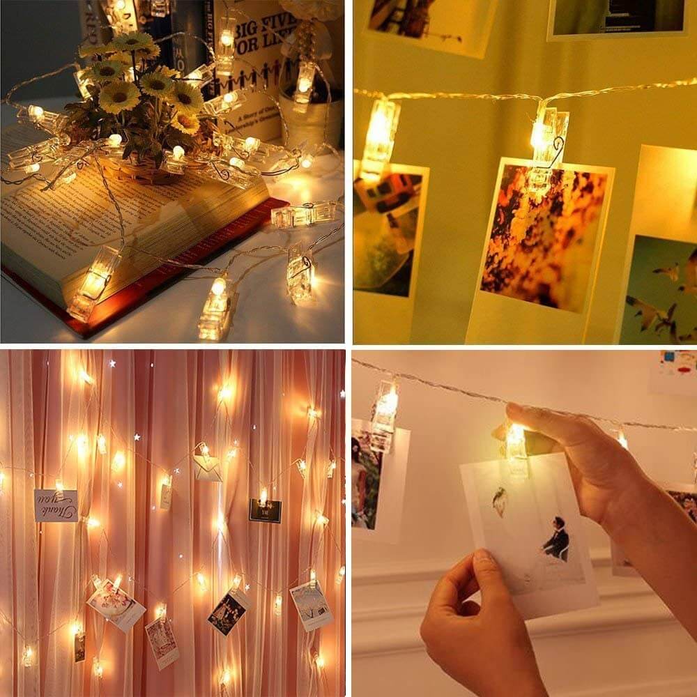 Photo Clips Remote LED String Lights 8 Fun Modes USB Fairy Lights Warm White for Hanging Pictures