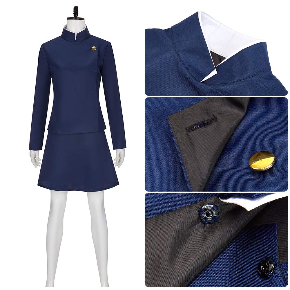 Women Maki Costume Blue Mahito Tops Pants 2pcs Suit for Halloween Cosplay