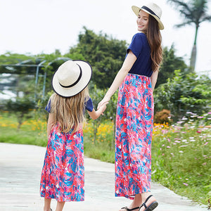 Family Matching Mommy and Me Sweet Long Dresses Girl-mother Clothing