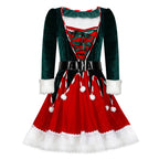 Mommy and Me Christmas Costume Kids and Mom Christmas Dress Hat and Socks Matching Set for Christmas Party