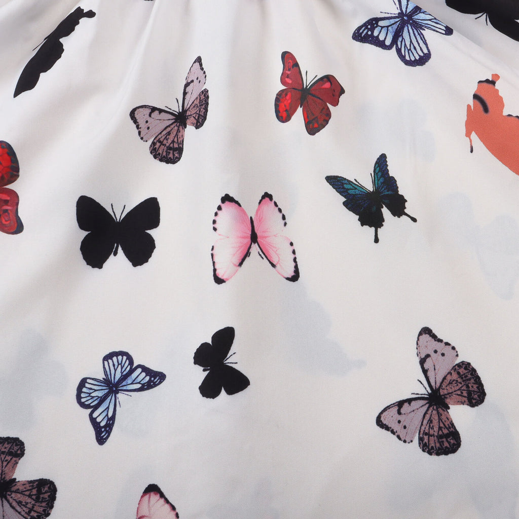 Mommy and Me Matching Dresses Butterfly Printed Puff Sleeve Dress Casual Family Matching Outfit