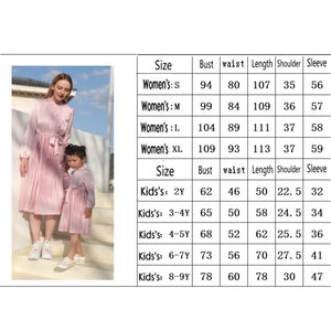 Pink Mommy and Me Dress Long Sleeve Elagant Matching Outfits