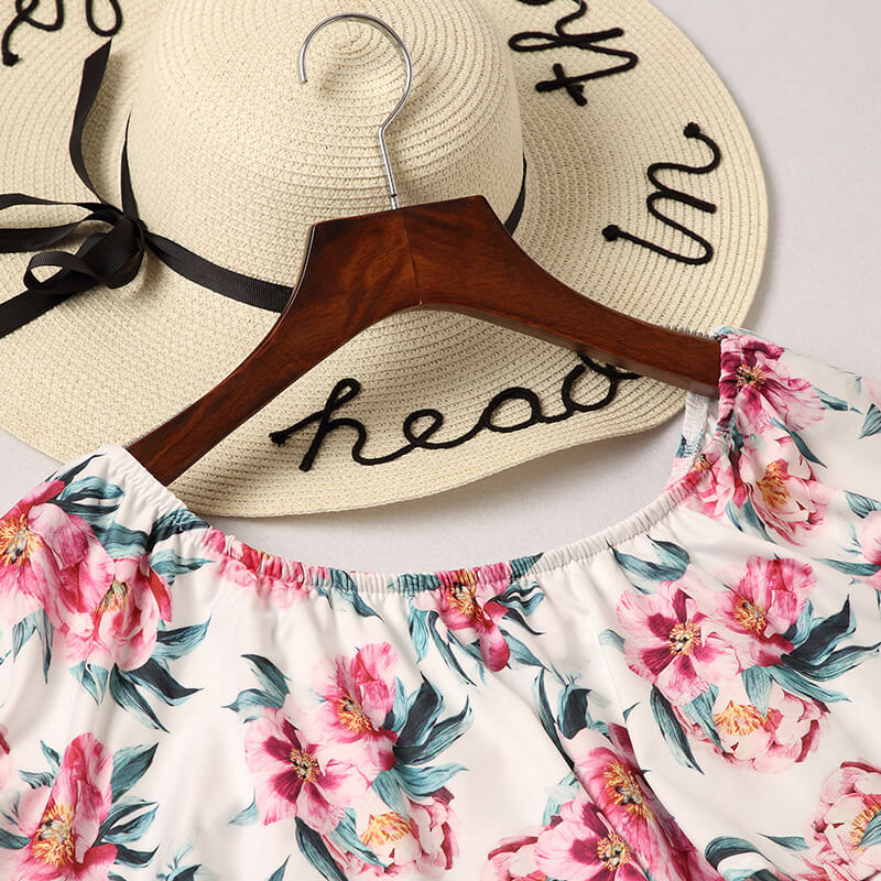 Mom and Daughter Dress Off Shoulder Ruffles Floral Mini Dress Vestido Mother and Daughter Clothes