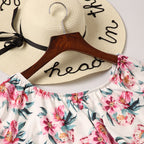 Mom and Daughter Dress Off Shoulder Ruffles Floral Mini Dress Vestido Mother and Daughter Clothes