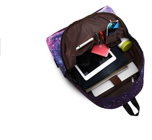 Multicolor  Canvas Backpack Stylish Galaxy Star Universe Space Backpack Girls School Backbag