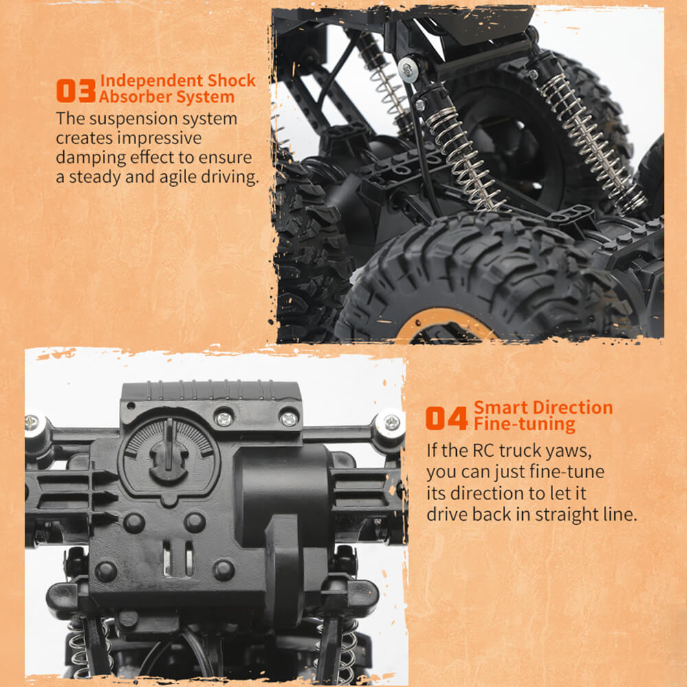 Kids 6 Wheels RC Car Reomote Control Monster Truck Dual Motors Two Speed Off-road Truck