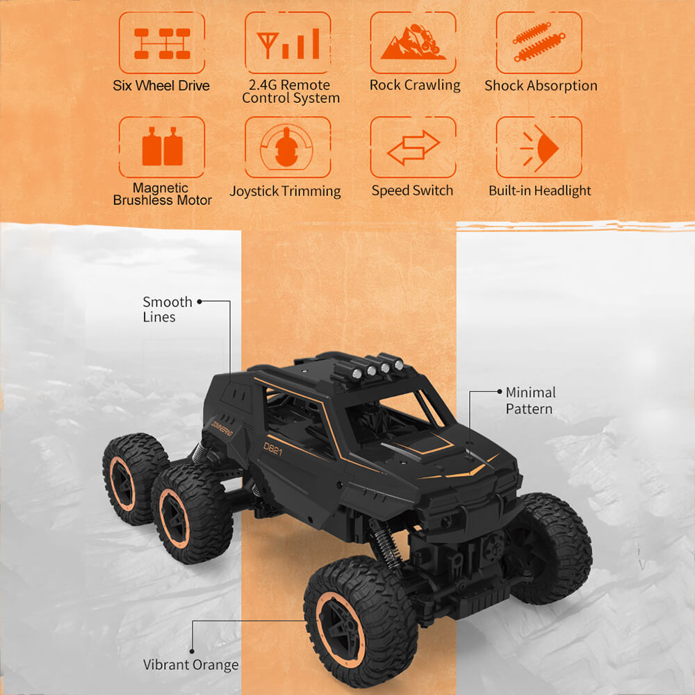 Kids 6 Wheels RC Car Reomote Control Monster Truck Dual Motors Two Speed Off-road Truck