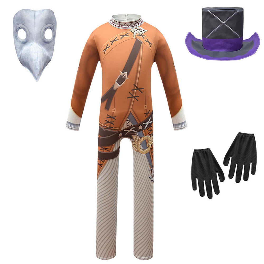 Kids Plague Doctor Outfit Bird Mask Cosplay for Halloween Costume