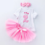Baby Girl 1st and 2nd Birthday Party Tutu Dress 3 Piece Romper Dress