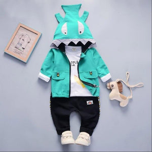 Baby Boys Toddler Suits Shark Coat+ T-shirt+ Pants 3 PCS