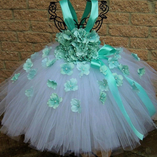 Flower Girl Tulle Flower Fairy Princess Dress Wedding Birthday Party For 1-14Y