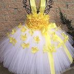 Flower Girl Tulle Flower Fairy Princess Dress Wedding Birthday Party For 1-14Y