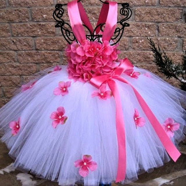 Flower Girl Tulle Flower Fairy Princess Dress Wedding Birthday Party For 1-14Y