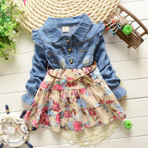 Toddler Baby Girl Denim Party Pageant Casual Dress