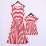 Mommy and Me-Mother Daughter Dresses Family Look Matching Outfits Summer Striped Dress