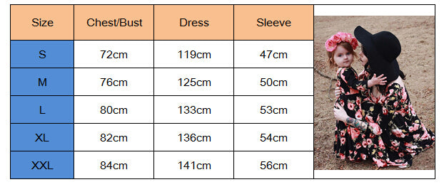 Mommy and Me-Family Matching Mother Daughter Floral Party Long Sleeve Dresses