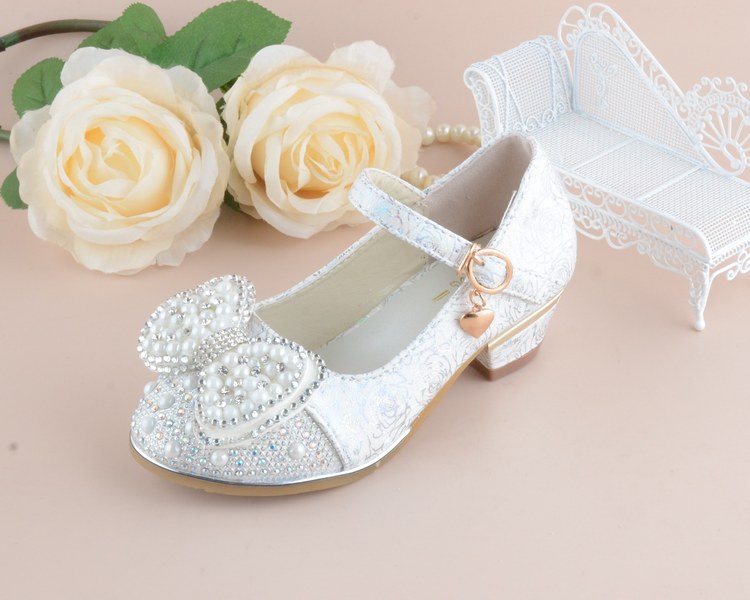 Girls Heeled Leather Shoes Party Dance Princess Shoes