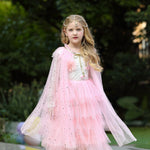 Girls Princess Sequins Cloak Shawl Birthday Wedding Party Dress Up
