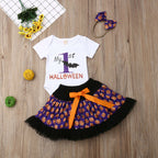 Baby Girl 1st Halloween Dress Romper Tutu Dress with Headband 3PCS Outfit