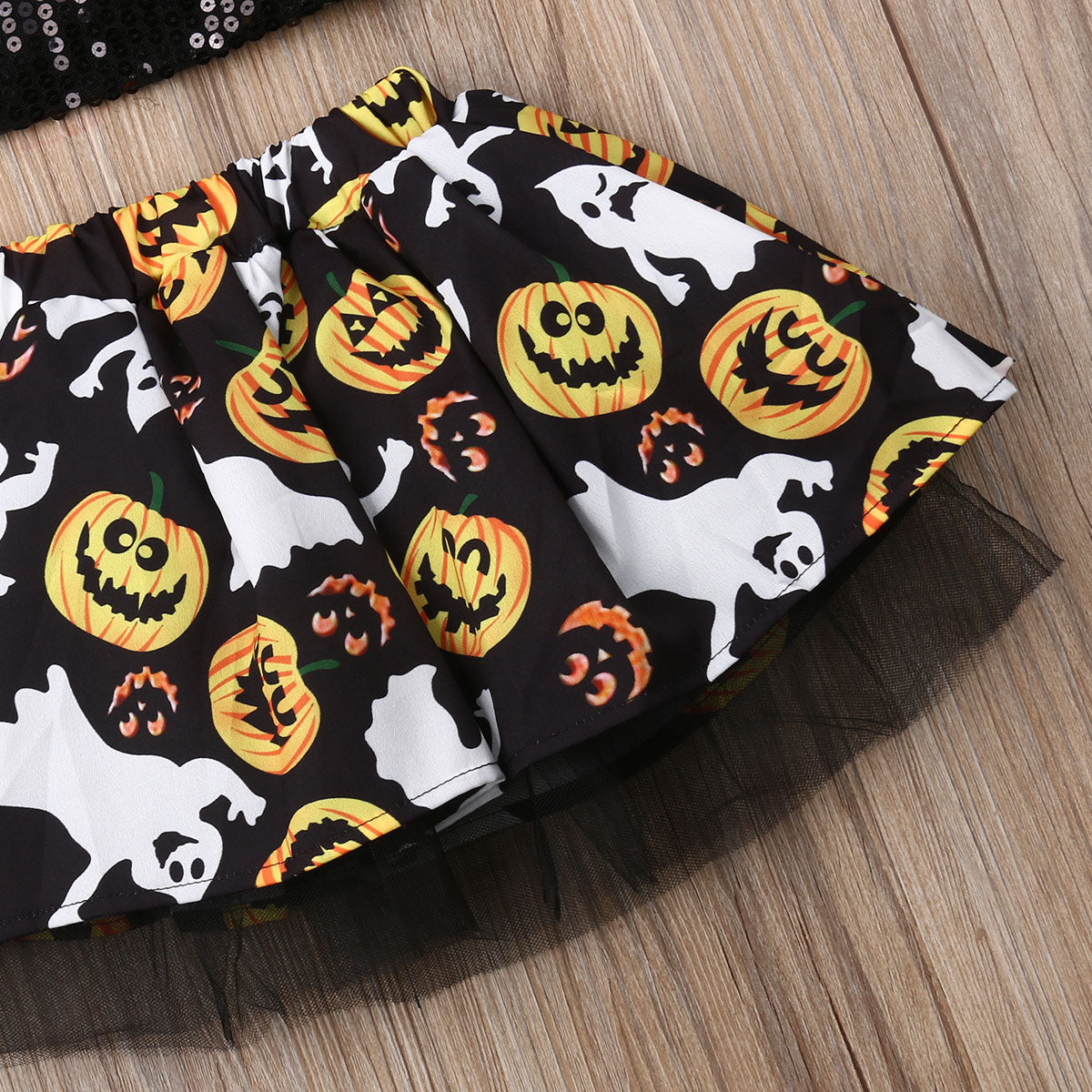 Baby Girls Halloween Party Outfit Pumpkin Sequin Top Skirt Cake Tutu Dress