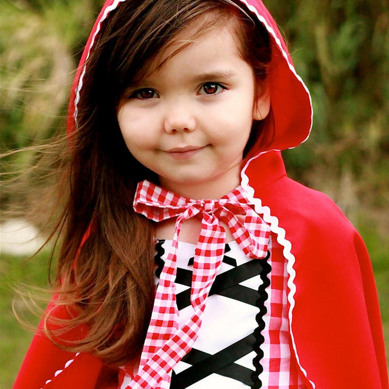 Toddler Girls Little Red Riding Dress Halloween Carnival Cosplay Costume